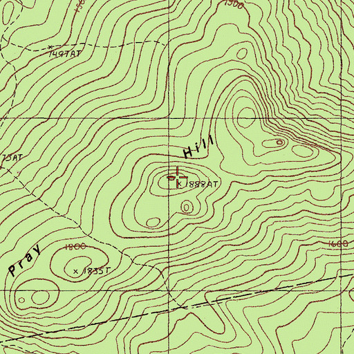 Topographic Map of Pray Hill, ME