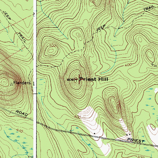 Topographic Map of Priest Hill, ME