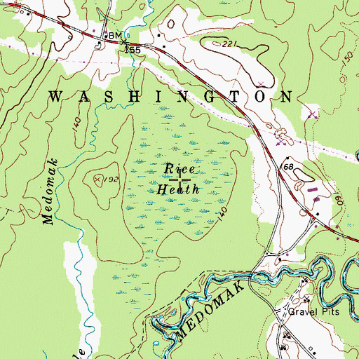 Topographic Map of Rice Heath, ME