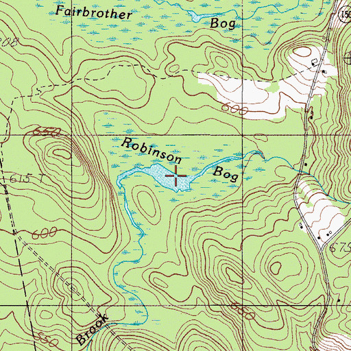 Topographic Map of Robinson Bog, ME