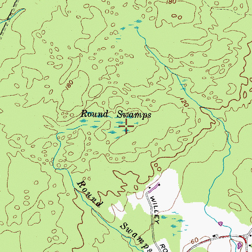 Topographic Map of Round Swamps, ME