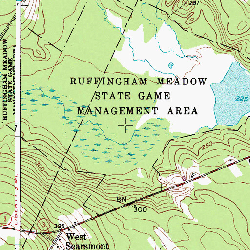 Topographic Map of Ruffingham Meadow State Game Management Area, ME