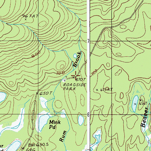 Topographic Map of Rum Brook Campsite, ME
