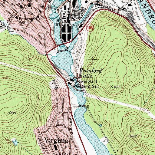 Topographic Map of Rumford Falls, ME
