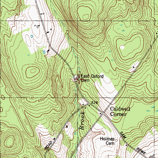 Topographic Map of Russell Cemetery, ME