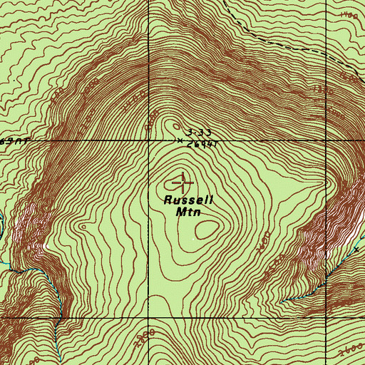 Topographic Map of Russell Mountain, ME