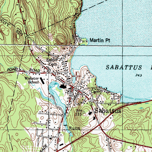 Topographic Map of Sabattus Pond, ME