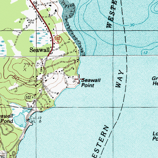 Topographic Map of Seawall Point, ME
