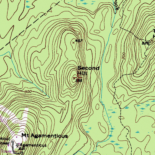 Topographic Map of Second Hill, ME