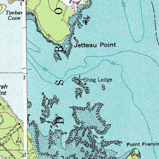 Topographic Map of Shag Ledge, ME