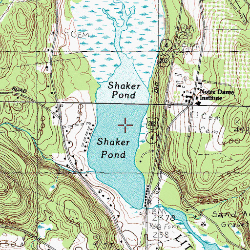 Topographic Map of Shaker Pond, ME