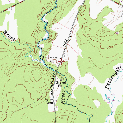 Topographic Map of Skidmore Cemetery, ME