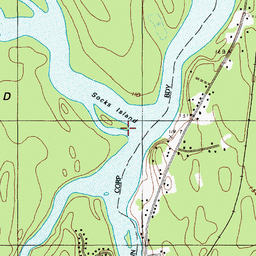 Topographic Map of Socks Island, ME