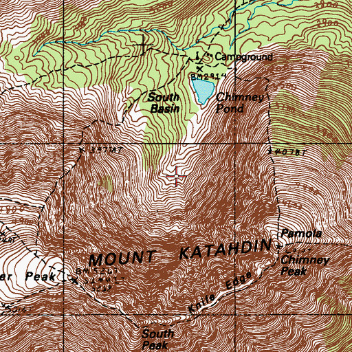 Topographic Map of South Basin, ME