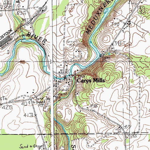 Topographic Map of South Branch Meduxnekeag River, ME