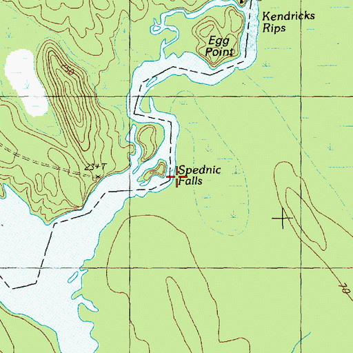 Topographic Map of Spednic Falls, ME