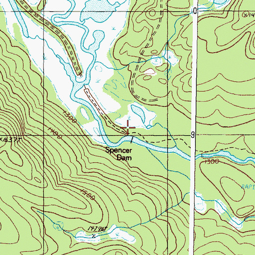Topographic Map of Spencer Dam, ME