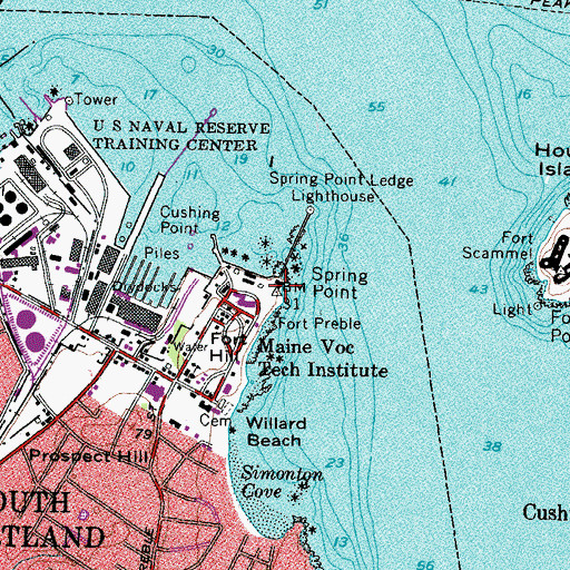 Topographic Map of Spring Point, ME