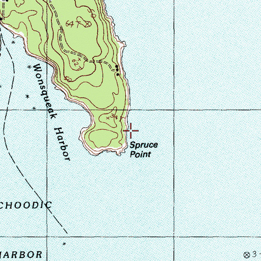 Topographic Map of Spruce Point, ME