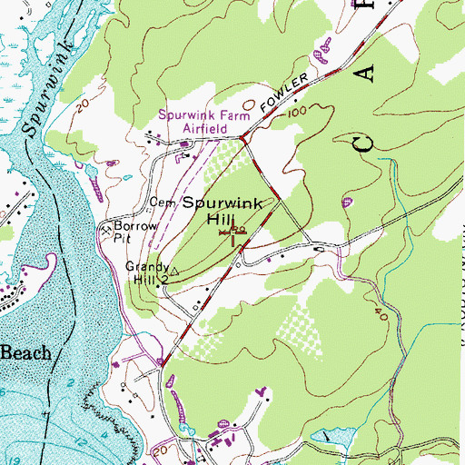 Topographic Map of Spurwink Hill, ME