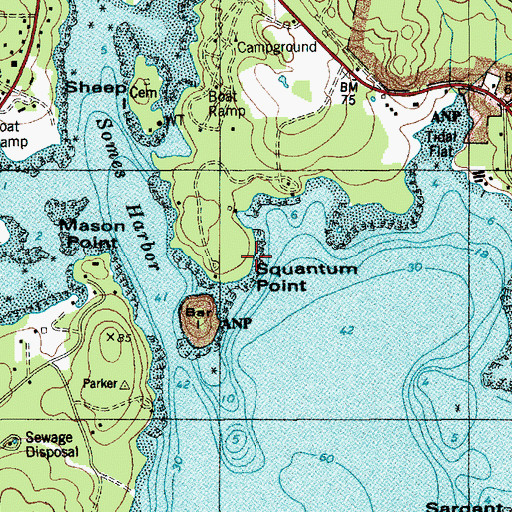 Topographic Map of Squantum Point, ME