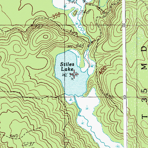 Topographic Map of Stiles Lake, ME