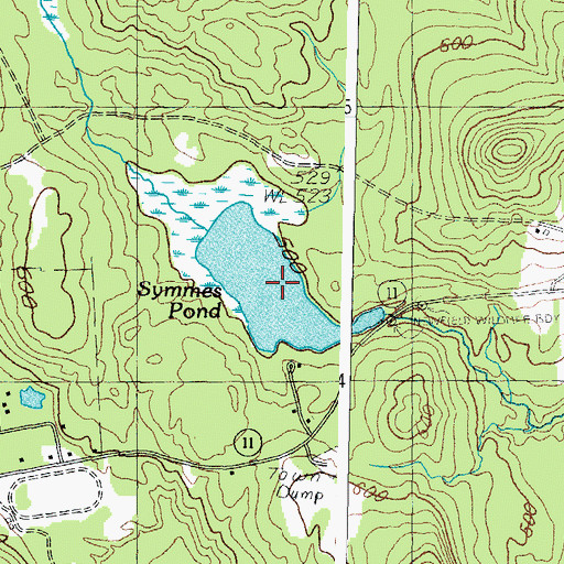 Topographic Map of Symmes Pond, ME