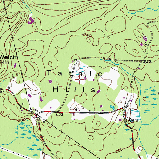 Topographic Map of Tatnic Hills, ME