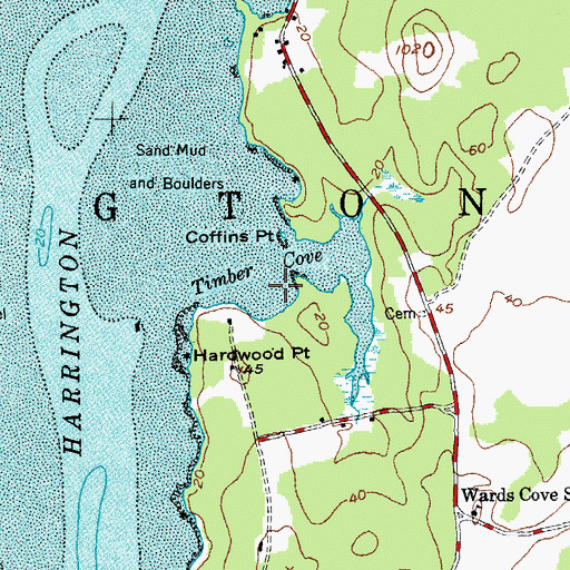 Topographic Map of Timber Cove, ME