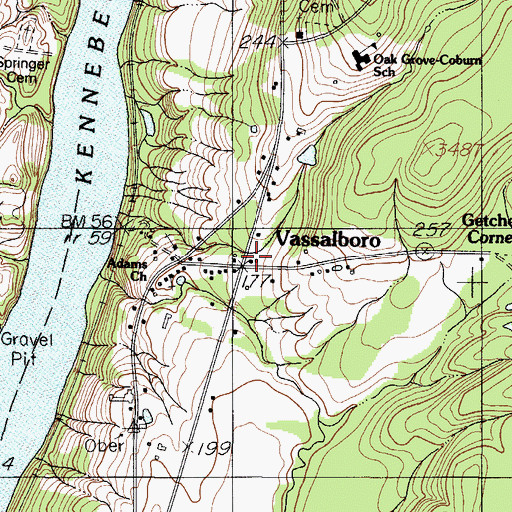 Topographic Map of Vassalboro, ME