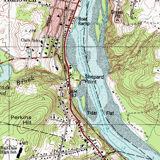 Topographic Map of Vaughn Brook, ME