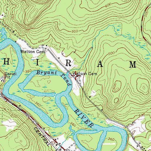 Topographic Map of Watson Cemetery, ME