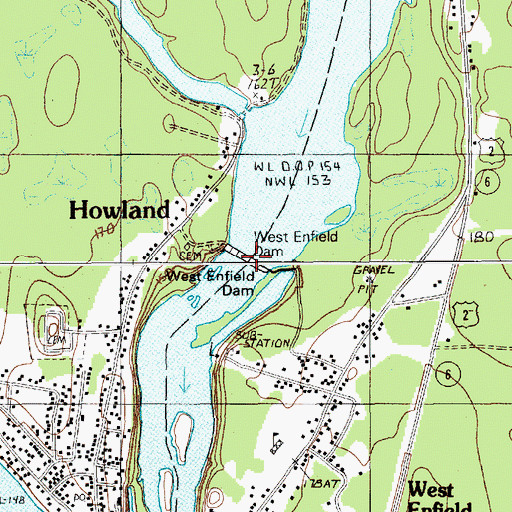 Topographic Map of West Enfield Dam, ME