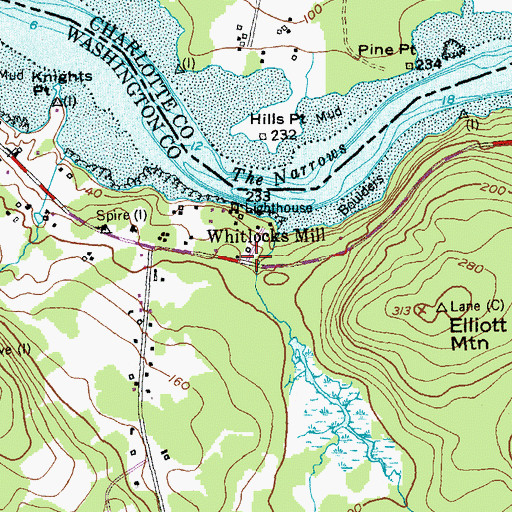 Topographic Map of Whitlocks Mill, ME
