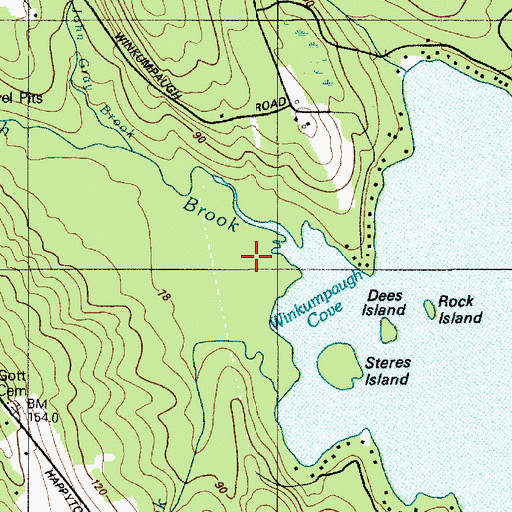 Topographic Map of Winkumpaugh Brook, ME