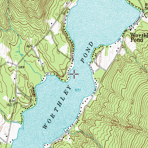 Topographic Map of Worthley Pond, ME