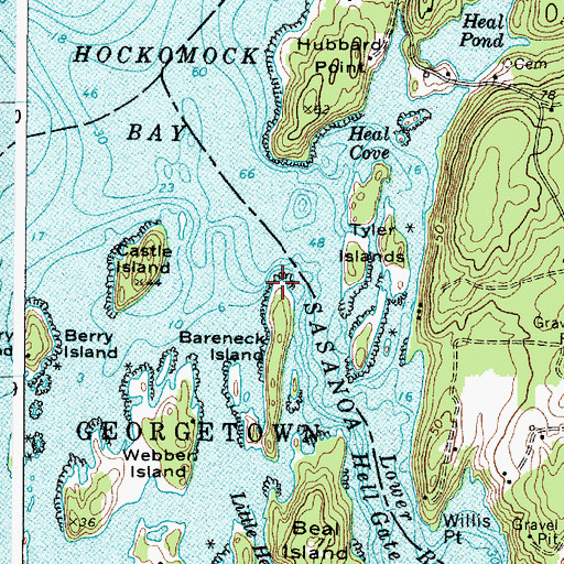 Topographic Map of Bareneck Point, ME