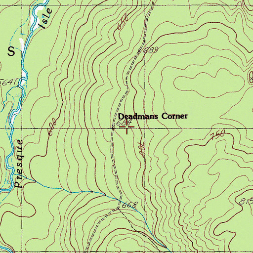 Topographic Map of Deadmans Corner, ME