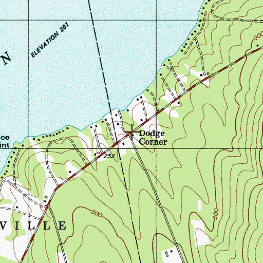 Topographic Map of Dodge Corner, ME