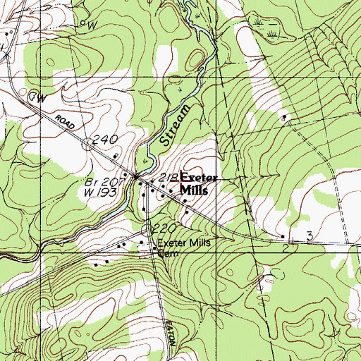 Topographic Map of Exeter Mills, ME