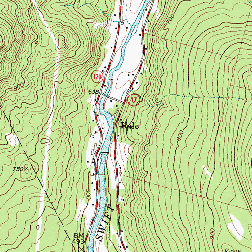 Topographic Map of Hale, ME