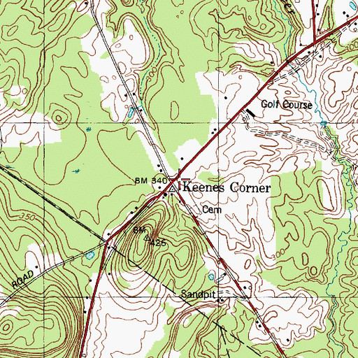 Topographic Map of Keenes Corner, ME