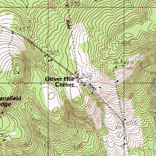 Topographic Map of Oliver Hill Corner, ME
