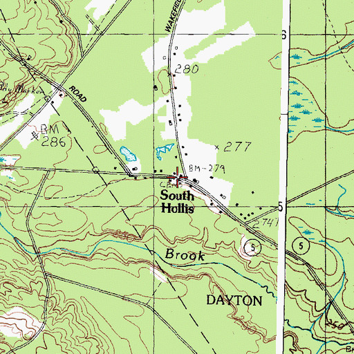 Topographic Map of South Hollis, ME