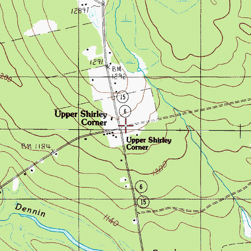 Topographic Map of Upper Shirley Corner, ME