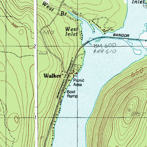 Topographic Map of Walker, ME