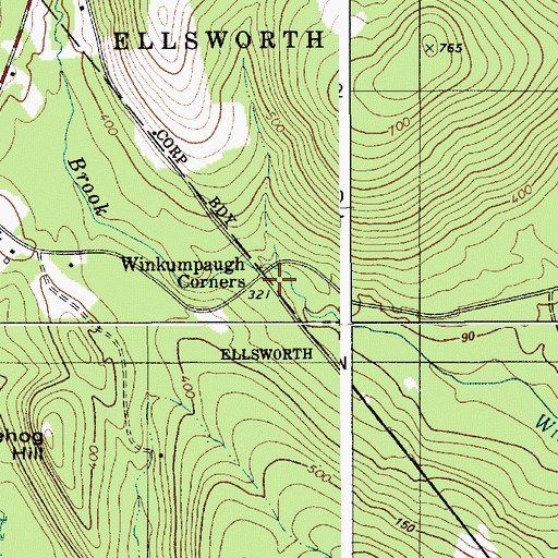 Topographic Map of Winkumpaugh Corners, ME