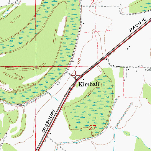 Topographic Map of Kimball, AR