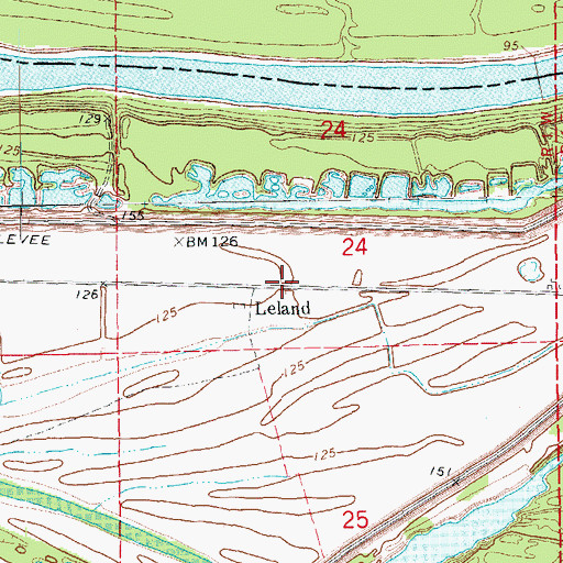 Topographic Map of Leland, AR