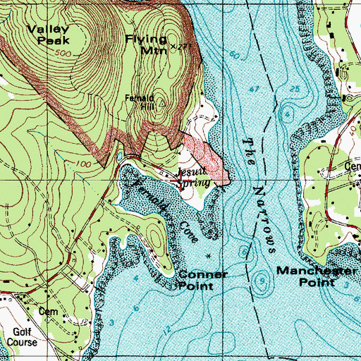Topographic Map of Jesuit Spring, ME